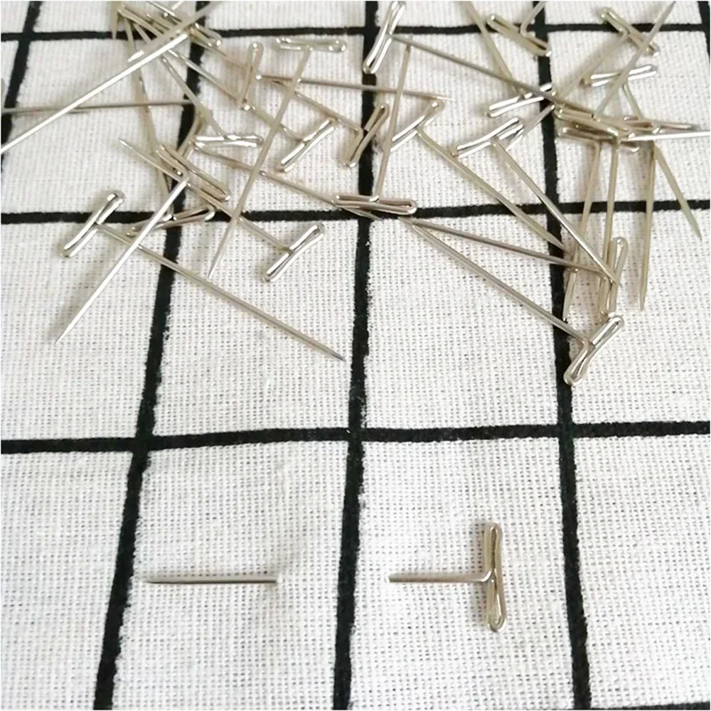 50pcs 27/32/38/45/51/53mm lange silberne T-Form Nadeln Pin für Perücken auf Mannequin Kopf Haar weberei Werkzeuge Salon Styling Werkzeuge