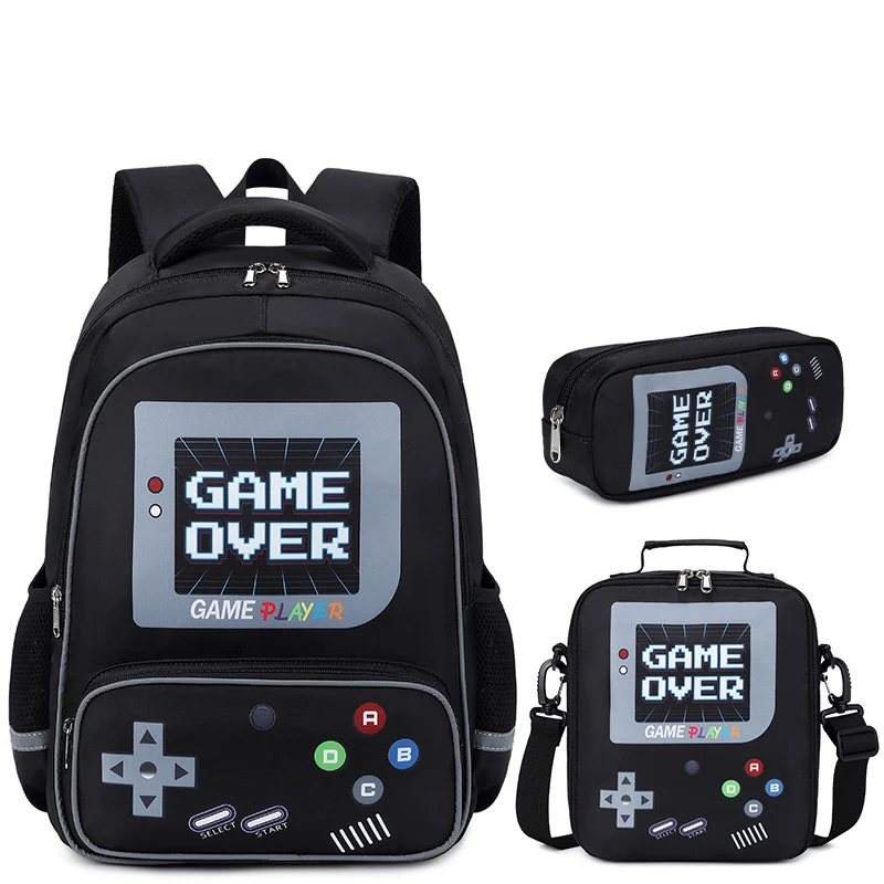 

3pcs/set Creative Game Console Printed School Backpacks for Teenage Boys Students Backpack Waterproof School bags Book bags