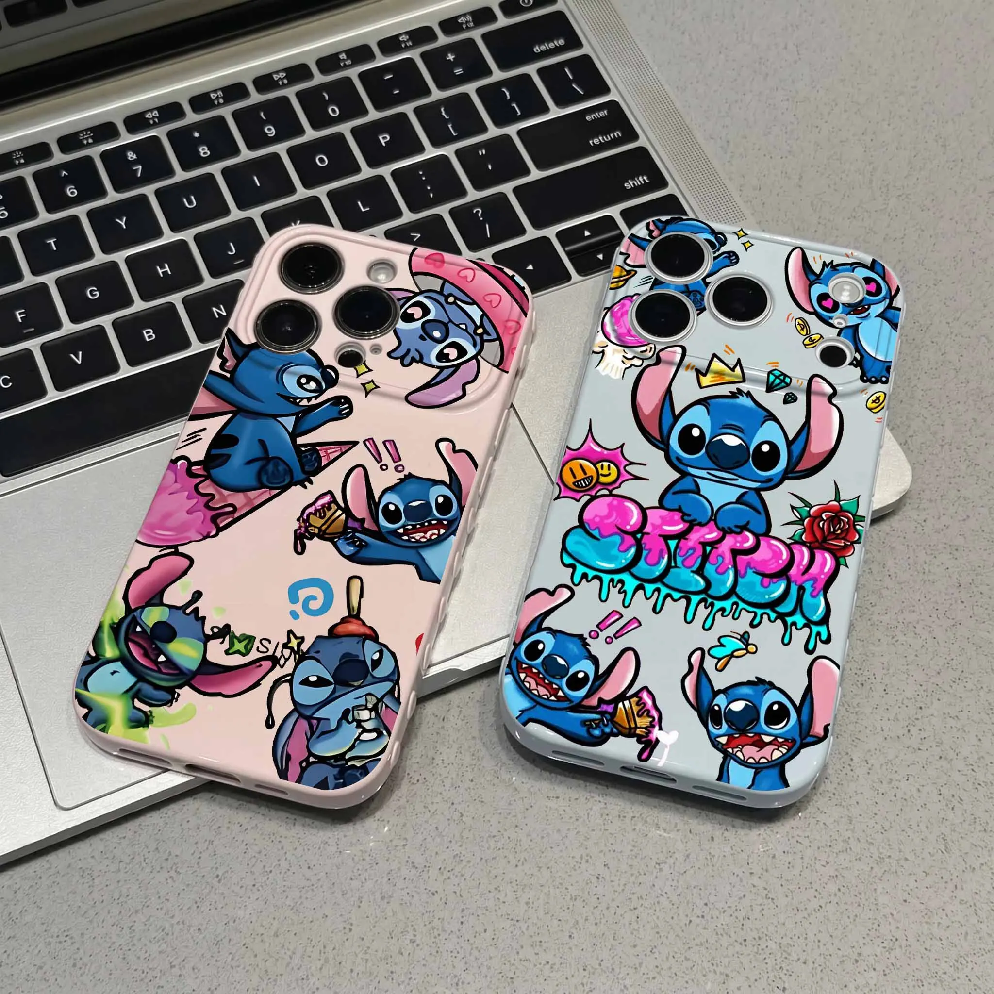 Funda de teléfono con diseño de Disney Stitch Graffiti para Samsung A57 A56 A27 A36 A55 A54 A50 A30 A17 A16 A15 A14 A13 A12 Bubble Heart