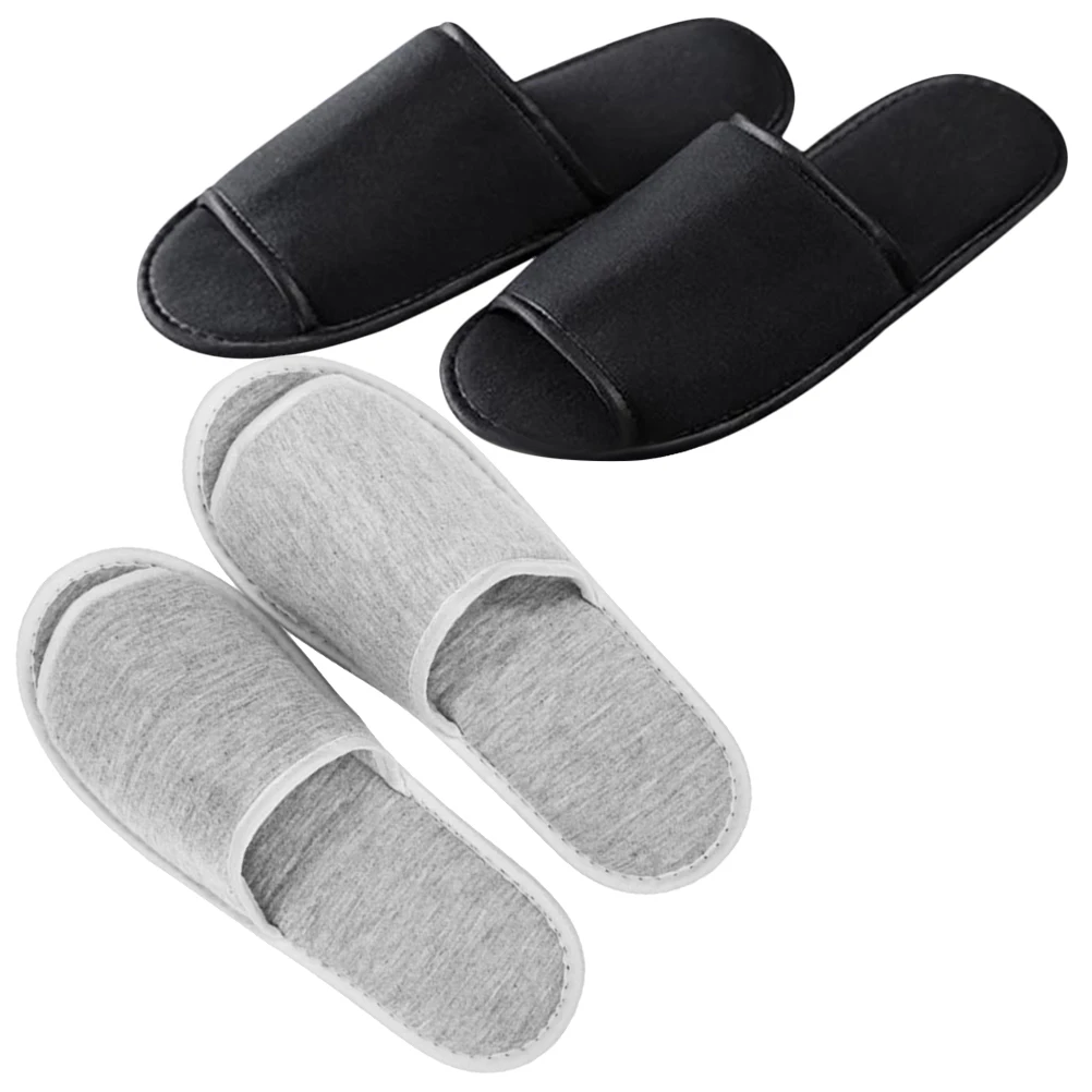 

2 Pcs Portable Foldable Lightweight Breathable Indoor Slippers for Men Women Hotel Guest Spa Travel Black Grey