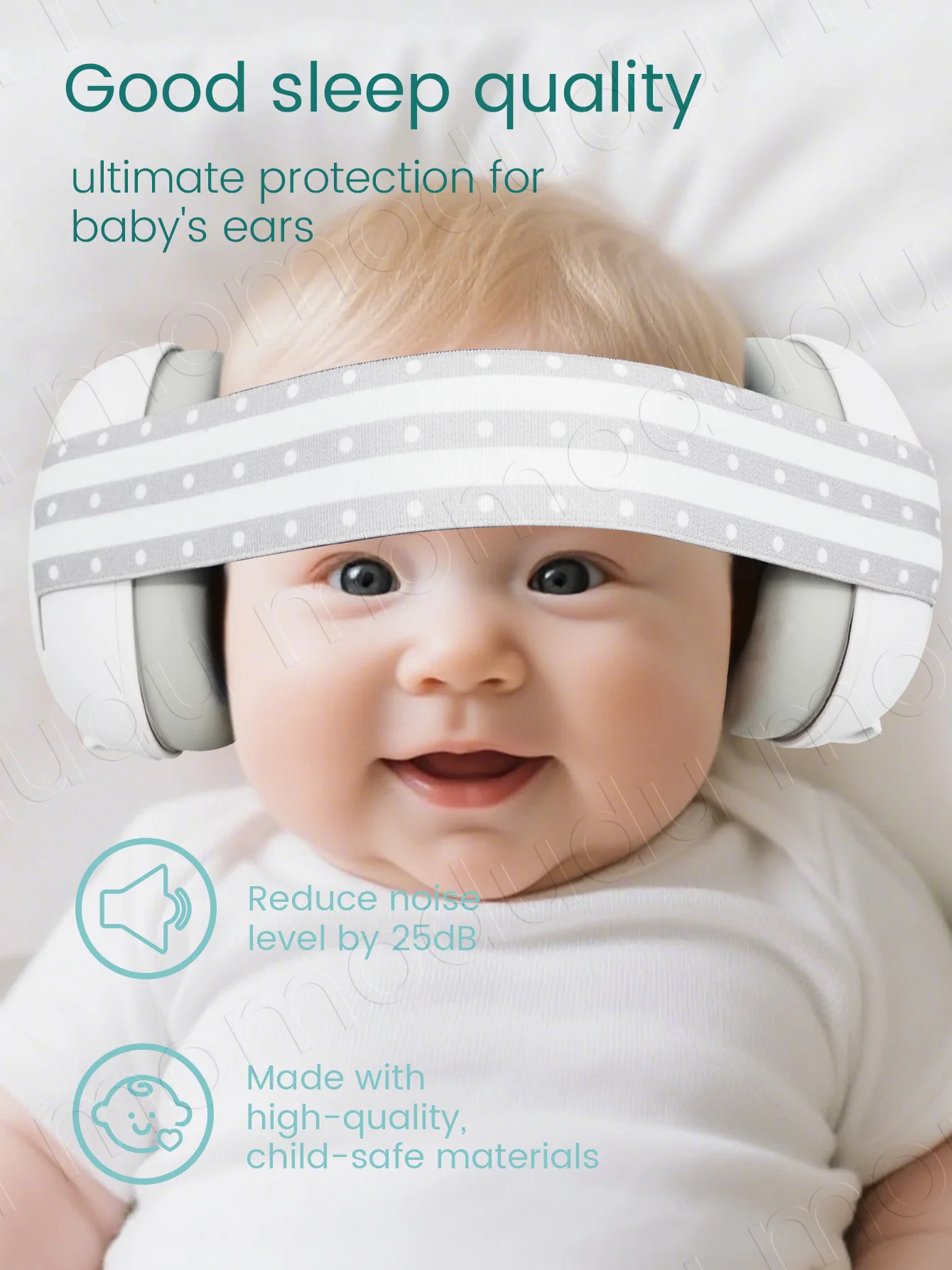 1PC ベビーイヤーマフ ノイズキャンセリング幼児用耳保護ヘッドフォン 調節可能なヘッドバンド付き、旅行、飛行機、睡眠に最適