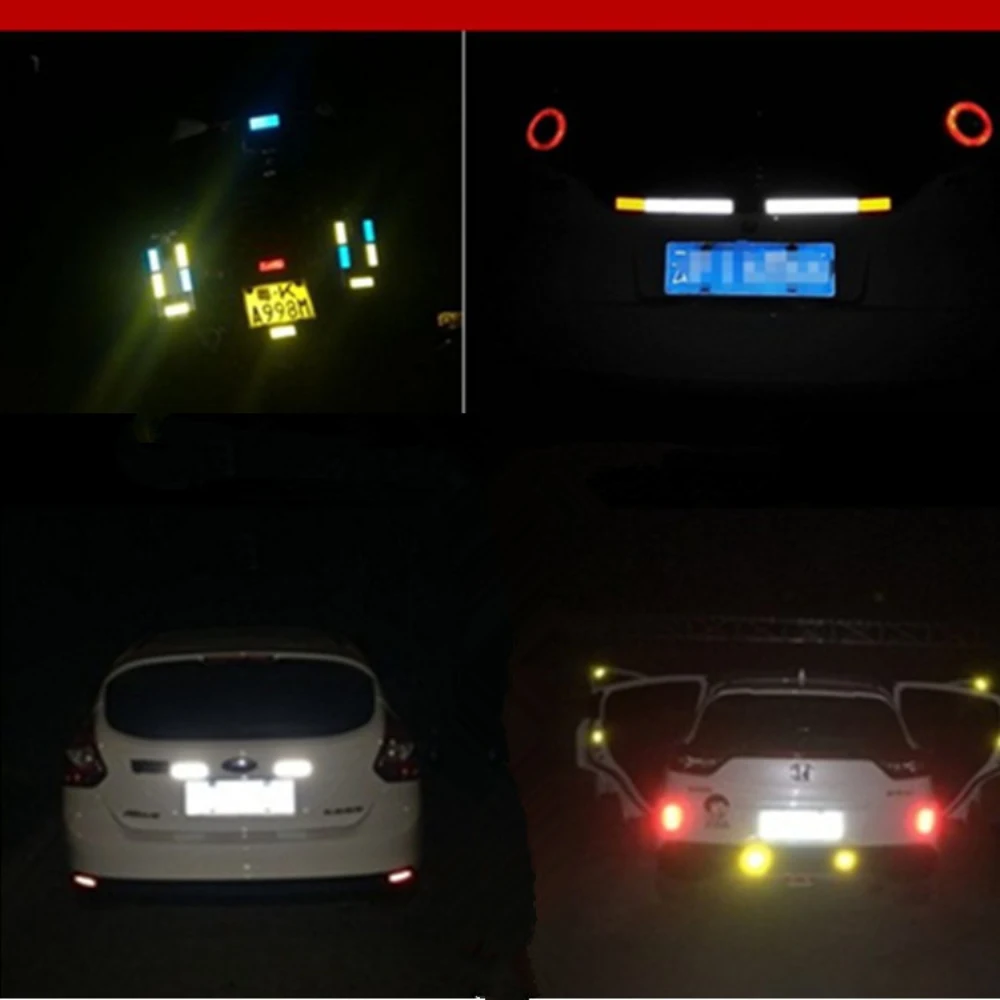 New Car Reflective Safety Warning Car Decoration Sticker Reflector Protective Strip Film Auto Motorcycle Sticker