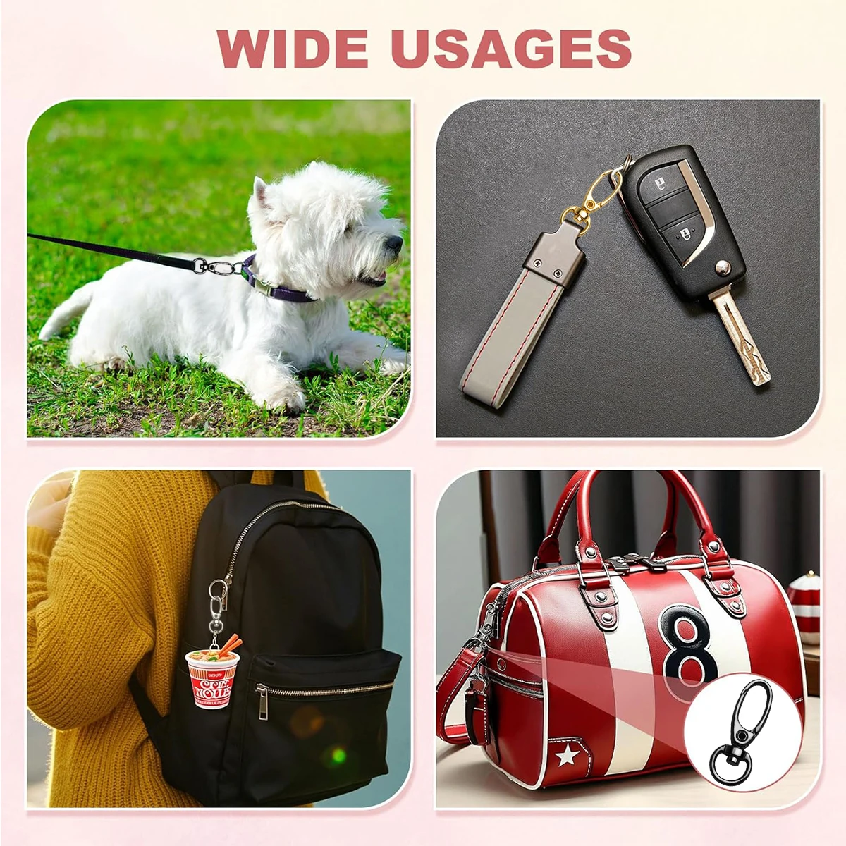 10/20/30 Pcs Metal Rotary Spring Clasps Swivel Clasp Clips for Car Keys, DIY Crafts, Lanyard, Gift Making