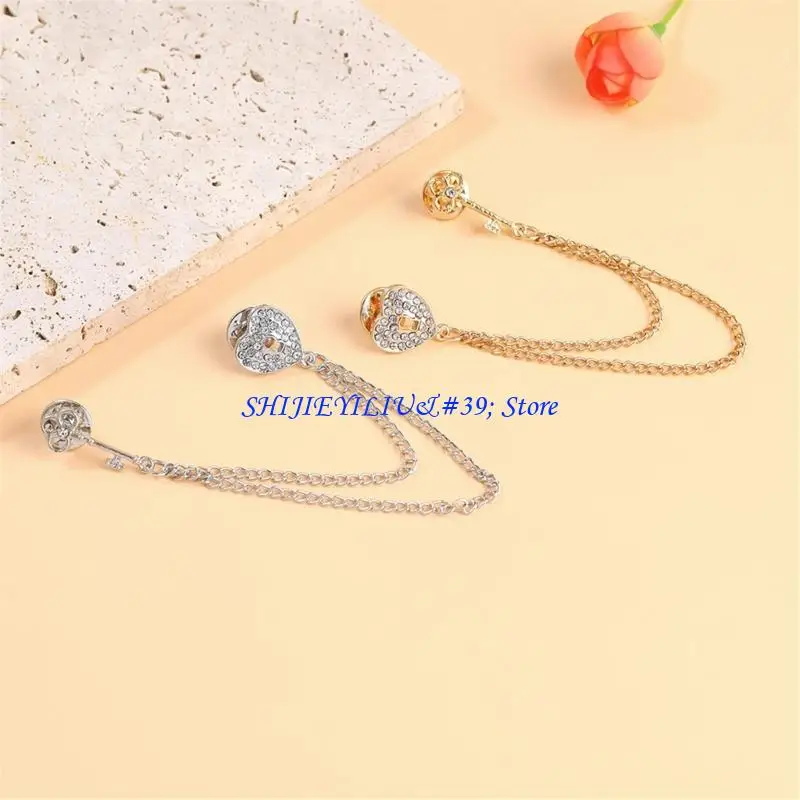 E21F Heart Charm Brooch Necklace Metal Jewelry Easy Matching Brooch Youth Fashion