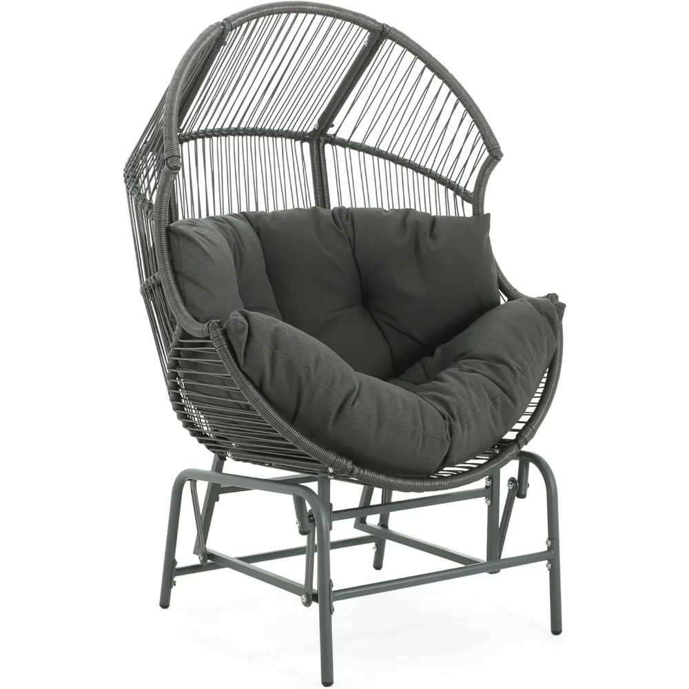 Chaise d'extérieur WUNICEF et Ding foetal en fer avec coussin hydrofuge, rotin .cPE et chaise à bascule en fer, fauteuil inclinable