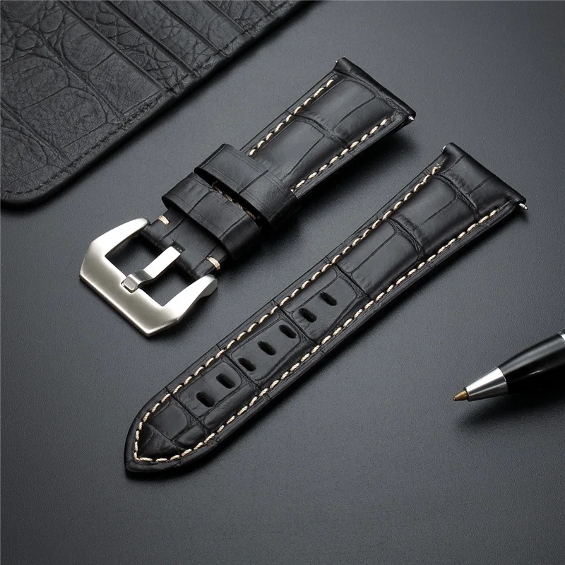 Genuine Cow Leather Watchbands 20mm 22mm 24mm 26mm Steel Buckle Watch Accessories Black Brown Blue Wristwatch Straps