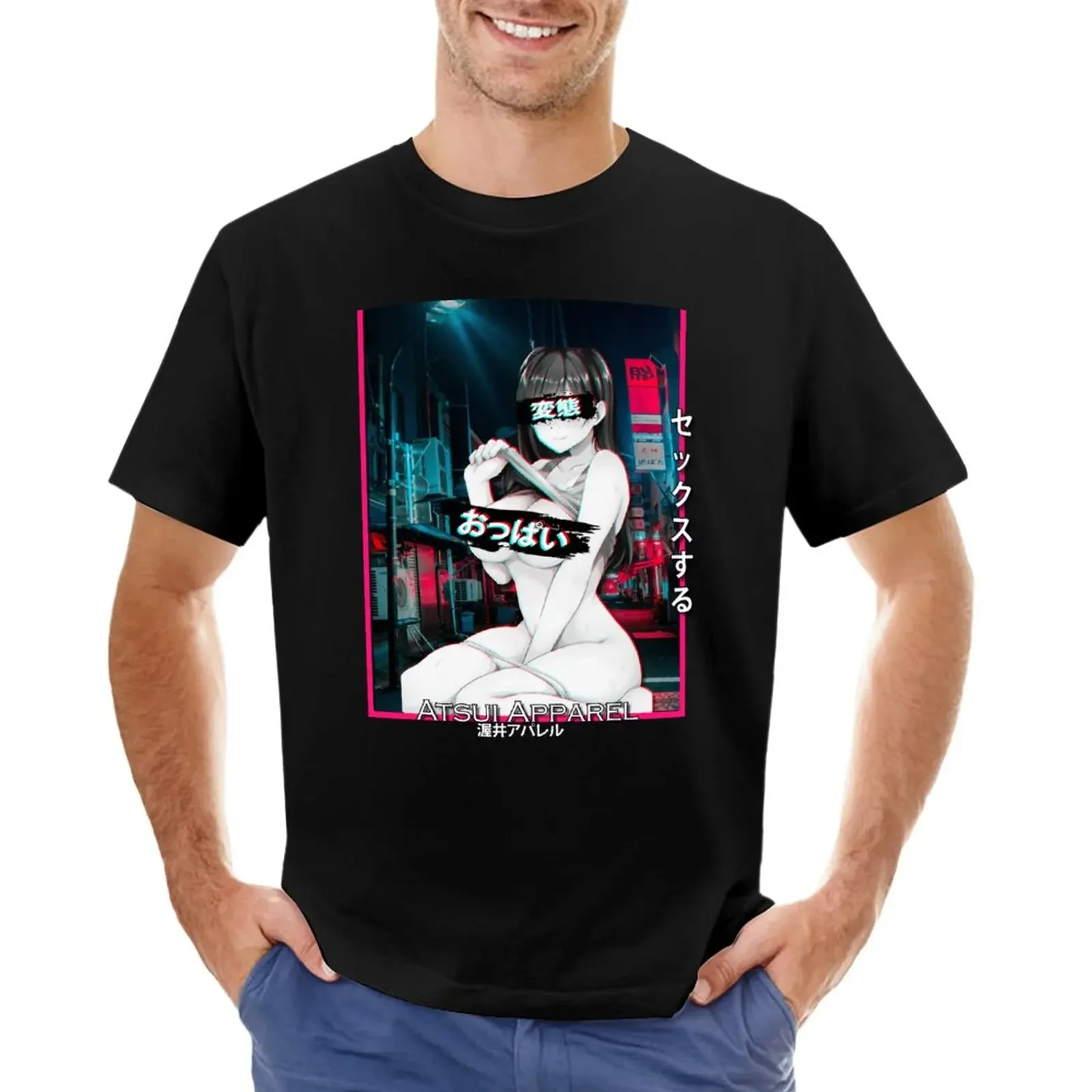 Glitched Lewd Nitta minami, Idol Master Anime girl T-Shirt tops plus sizes mens t shirts pack