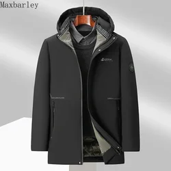 Parka en graphène épaissi pour hommes, manteau en coton à capuche amovible, veste chaude, poignée coupe-vent décontractée, affaires, mode masculine, hiver, nouveau, 2024