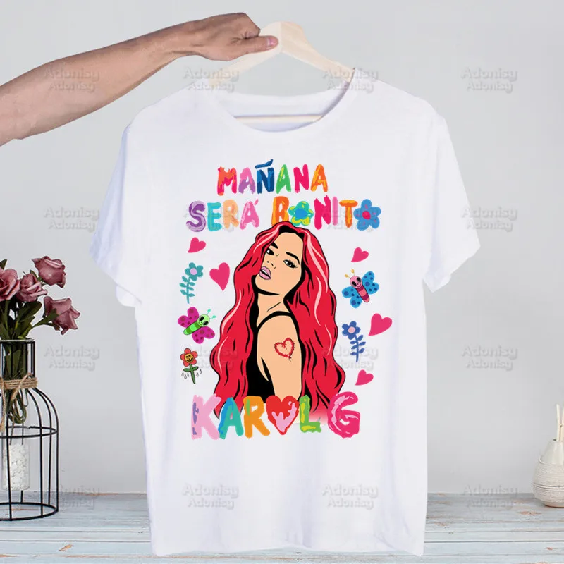 Karol G Music Singer T-shirts Summer Men t shirt Hip Hop Funny Print Bichota Manana Sera Bonito Tshirt Short Sleeve Tee Top