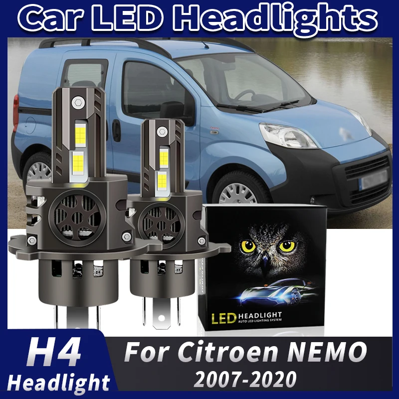 

2 шт. 100W LED мини-фары H4 9003 с беспроводной системой CANbus для Citroen NEMO 2007-2020 2008 2009 2010, лампы H4 HB2 Hi/Lo Beam, 6000K