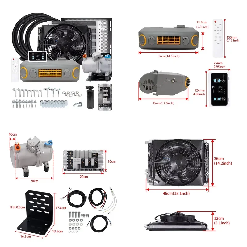 2026 hot sale Universal 12V 24V Underdash AC Electric Air Conditioning Kits Auto for Car Van Street Rod Hot Classic Muscle