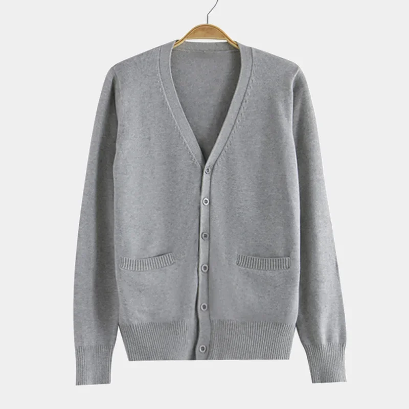 سترة محبوكة بأكمام طويلة ورقبة على شكل حرف v سترة مفتوحة على طراز الكلية للرجال والنساء سترة صيفية رقيقة من القطن لربيع الخريف #2