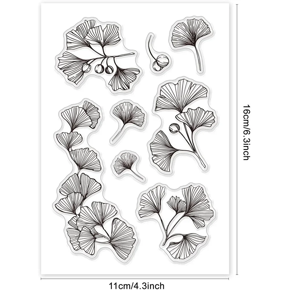 Ginkgo Leaves Clear Silicone Stamp Cards Plant Transparent Stamps for DIY Scrapbooking Card Making Diary Arts Crafts Decoration