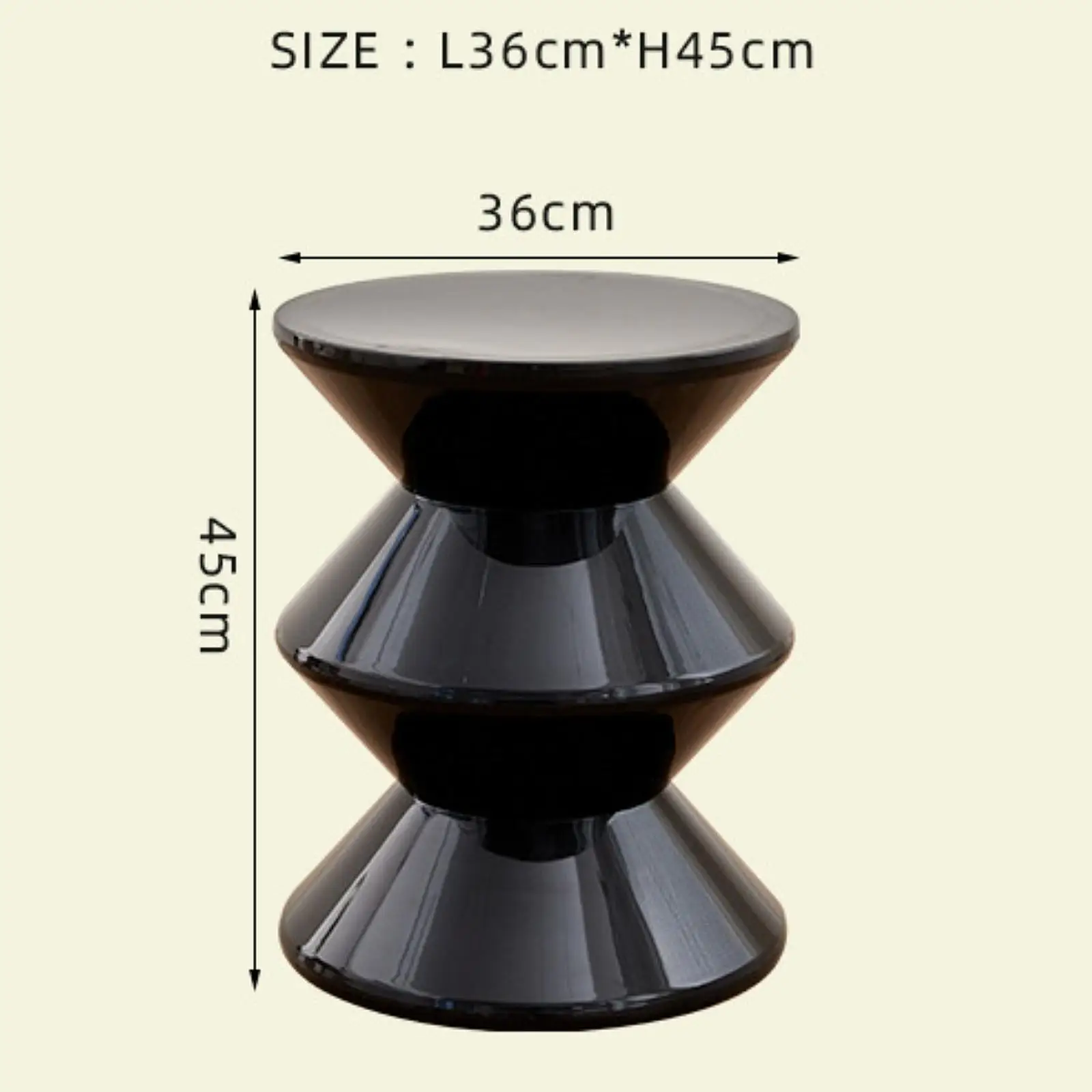 Compact PP Hourglass Shape Sofa Stool Small End Table Auxiliary Furniture for Bedroom or Entryway Bench