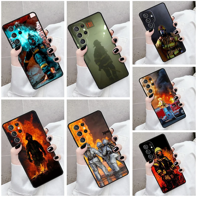 Phone Case For Samsung Galaxy S24 S23 S21fe S22 Ultra Plus Note 10 20 S8 S9 S10 Cover Firefighter Heroes