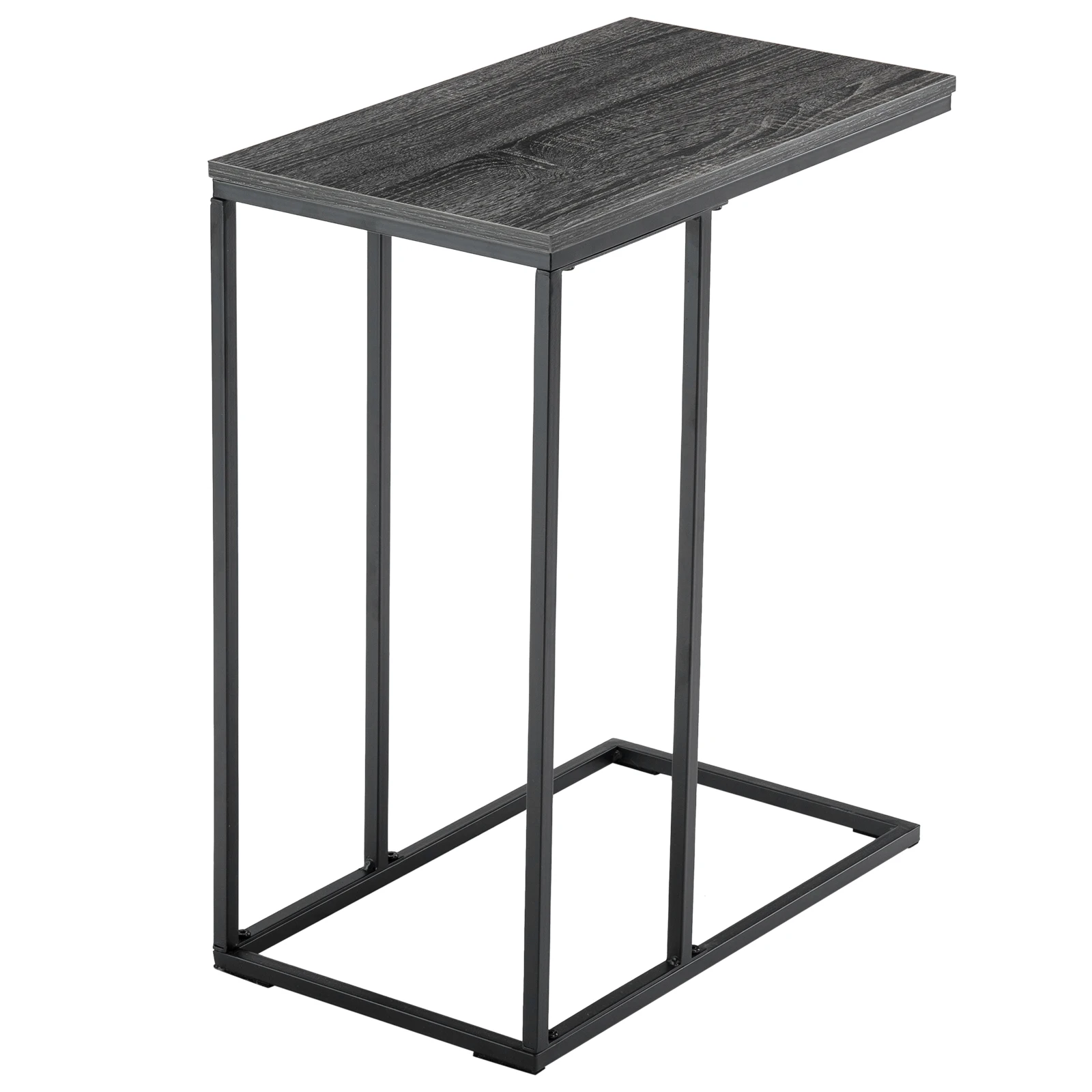 48*28*58cm C Type Single Layer MDF Iron Rectangle Grey Triamine Side Table Black Spray