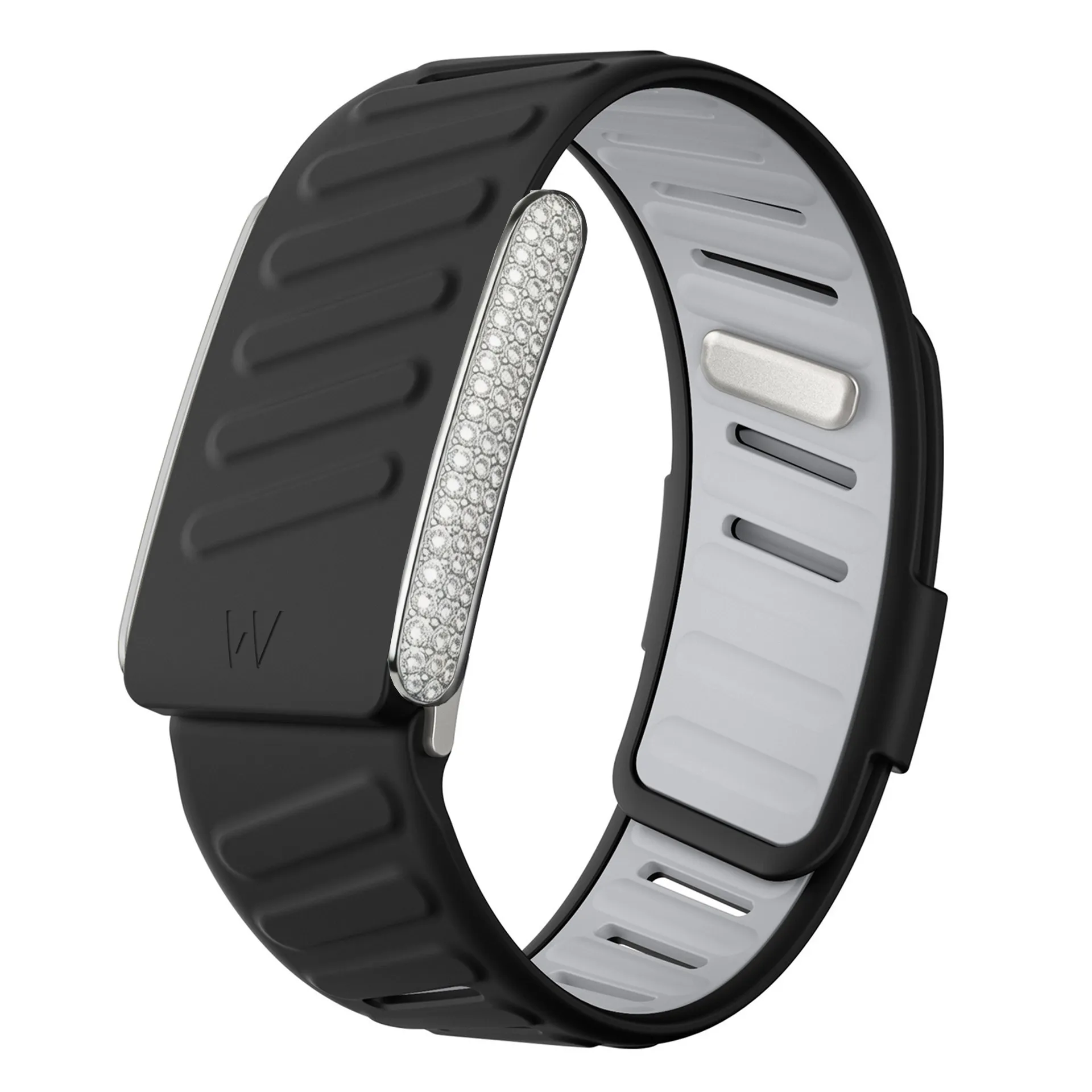 Compatible with Whoop 5.0 Dual-tone Silicone Sport Band with Full Diamond and Sparkle Metal Frame Replacement Wristband