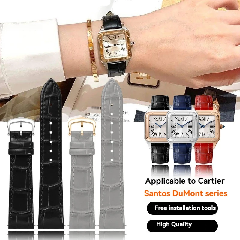 

Для Cartier Dumont ремешок для часов из натуральной кожи женский Dumont серии Santos Dumont быстросъемный ремешок для часов из воловьей кожи 15,5 мм 17,5 мм