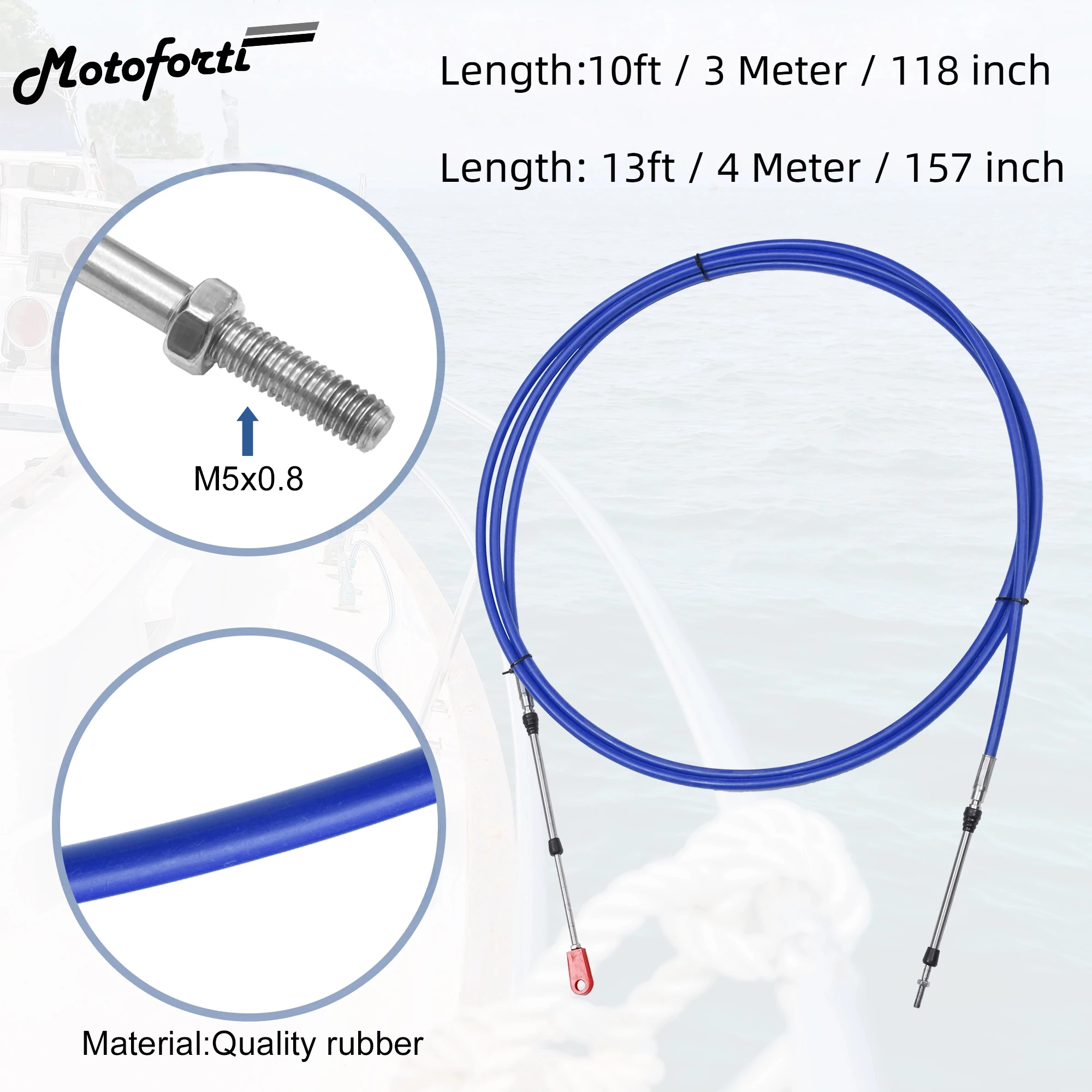 Motoforti 10ft 118 Inch and 13ft 157 Inch Marine Type 3300/33C Throttle Shift Remote Control Box Cable with Clevis for Yamaha