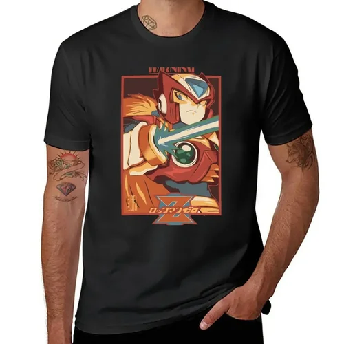 Imagen 1 del producto Camiseta negra de gran tamaño para hombre, camisa personalizada, Zero (Megaman X), ropa harajuku de gran tamaño