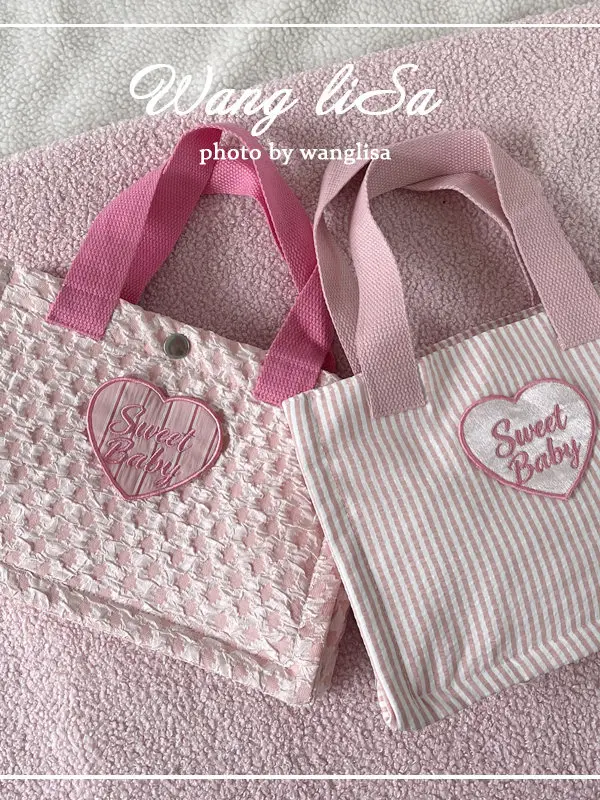 Girl Heart Bento Bag Women's Bags High Value Love Embroidery Portable Lunch Box Bag Casual Storage Bag for Girls 2026 New