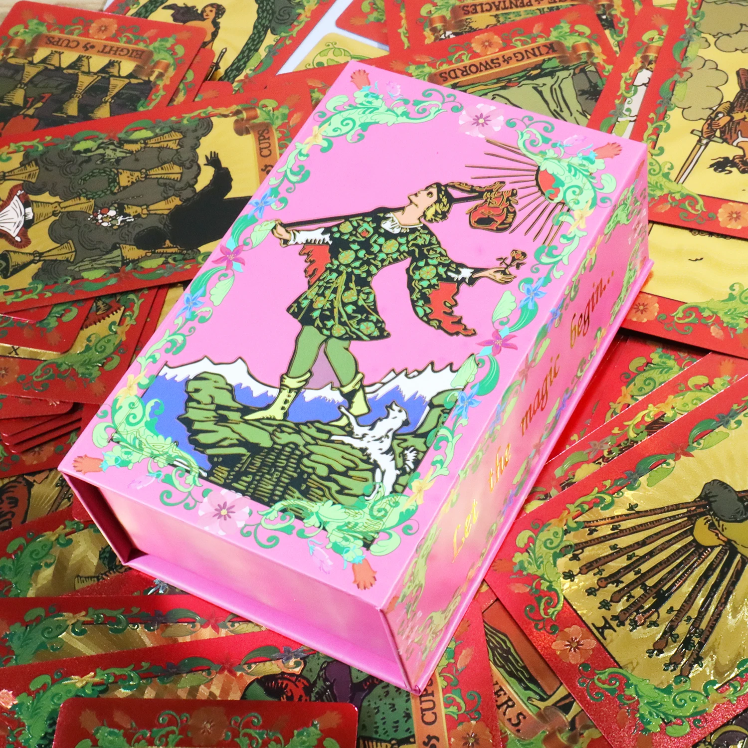 Cartas de tarô requintadas vintage, 78 peças, com guia colorido, plástico à prova d'água, jogo de mesa, lazer, jogo de adivinhação