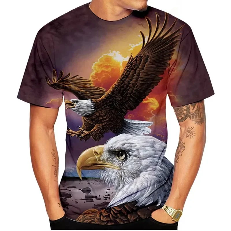 2026 Summer Hot Selling Fashionable American Bald Eagle Cool 3D Printed Casual Personalized Street Style T Shirt