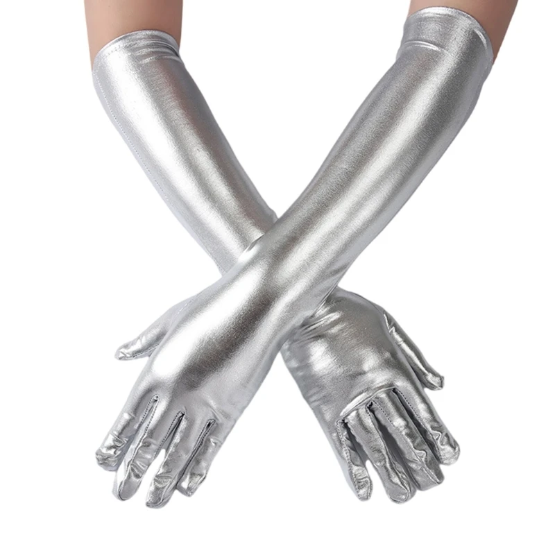 Metallic Gloves for Women and Girls in Theme Party Comfortable to Wear Elastic Nightclub Stretchy Gloves Summer