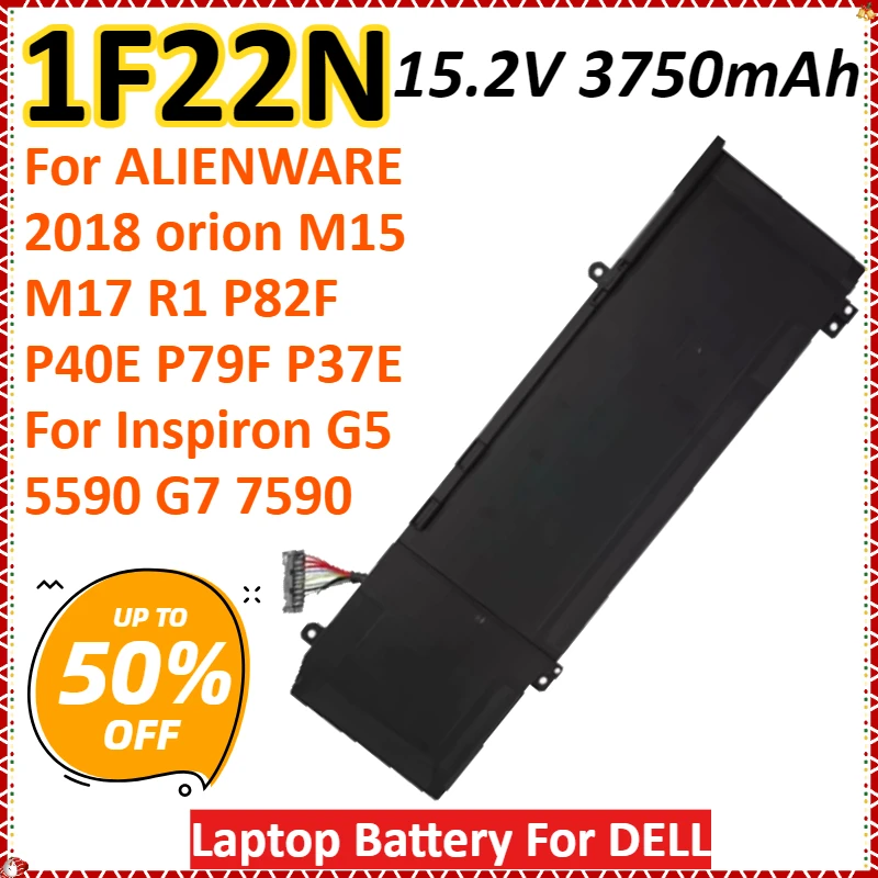 

1F22N 15,2 В 3750 мАч аккумулятор для ноутбука DELL ALIENWARE 2018 orion M15 M17 R1 P82F P40E P79F P37E для Inspiron G5 5590 G7 7590