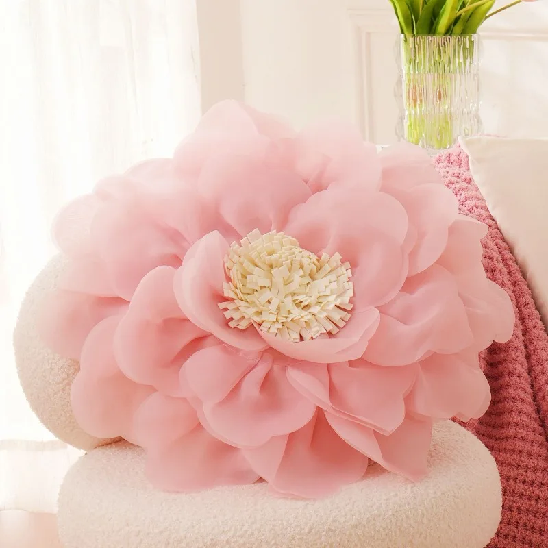 Pink flower decoration pillow cover 30x50/45x45CM 3D flower handmade cushion cover for office home decoration pillowcase