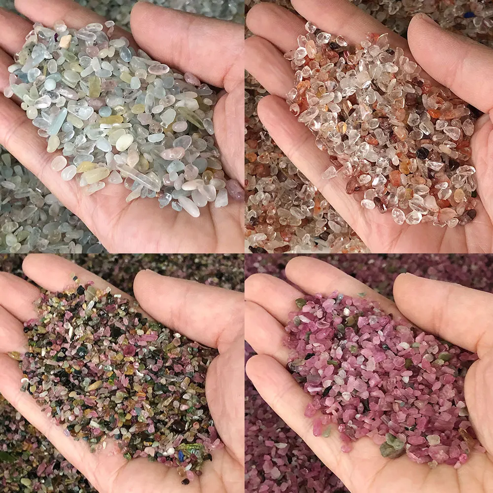 Pierre naturelle cristaux pierres précieuses Mini puces Tourmaline Morganite pierres de cristal gravier minéraux Quartz décoration de la maison Aquarium