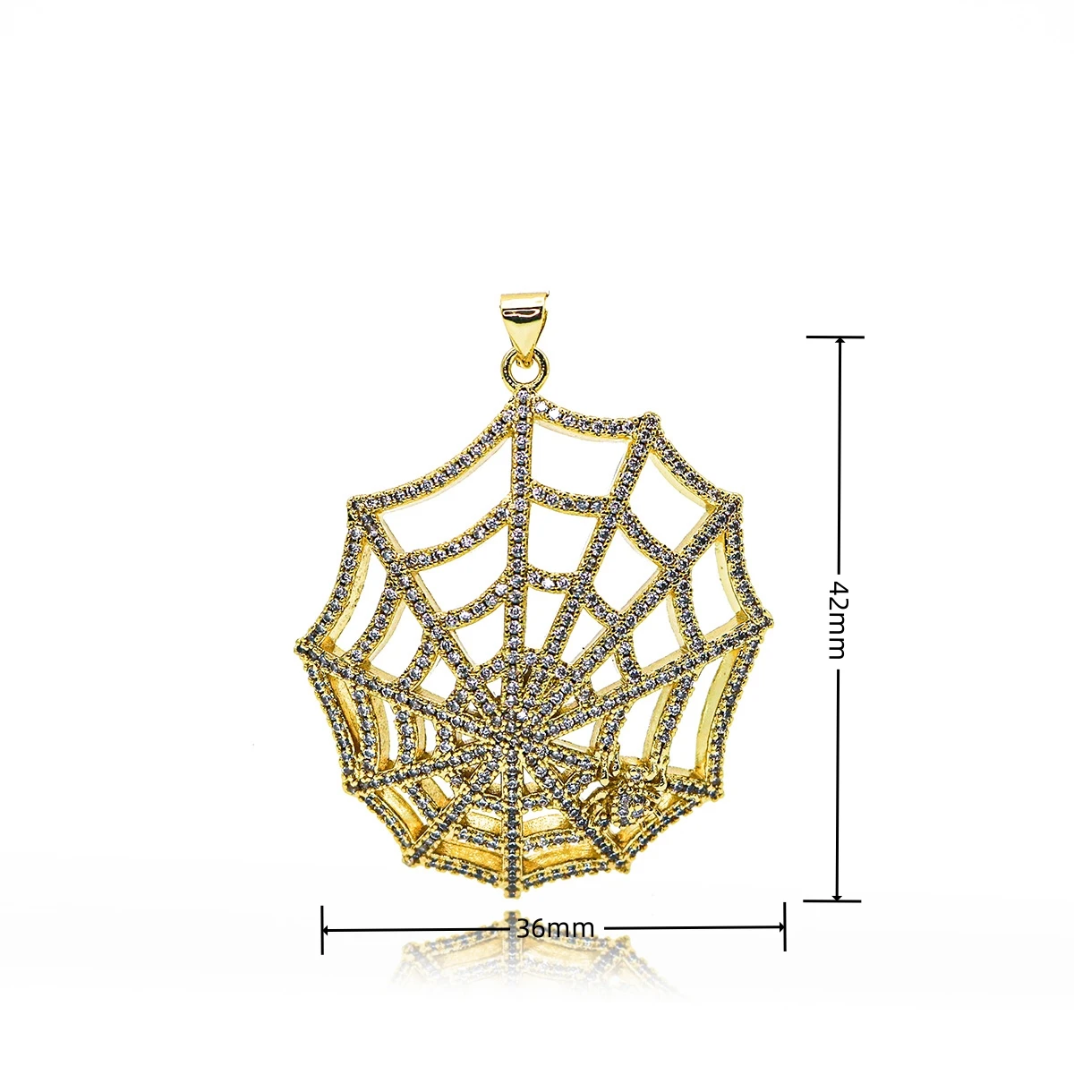 42*36mm HipHop Cobweb Spider Halloween DIY Gold Plated Pendant AAA+ Cz Pave Pendant For Necklace Bracelet Earrings Jewelry Gifts