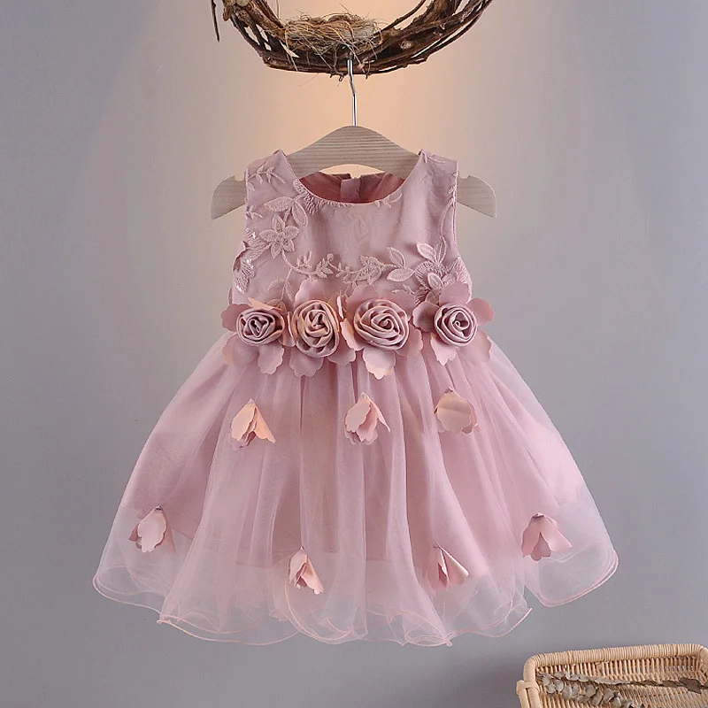 Baby Girl Mesh Fluffy Dresses Kids Thin Princess Dress Foreign Style Children's Host Performance vening Gown Ball 1-5 Years