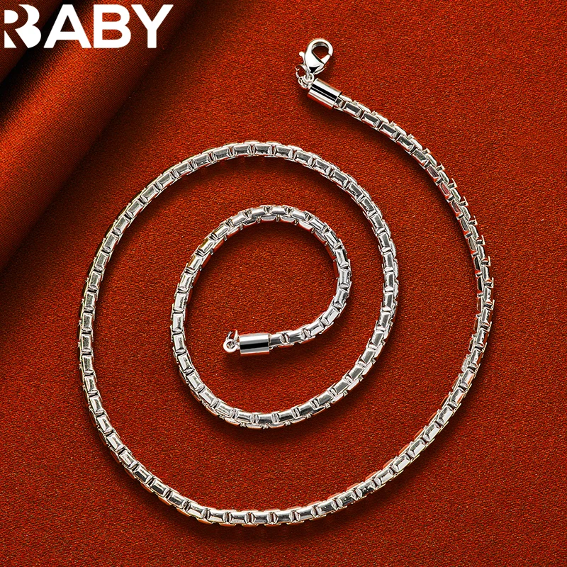 URBABY 925 Sterling Silver 18 Cal łańcuch 4mm lina łańcuszkowy naszyjnik dla mężczyzn kobiet moda biżuteria na przyjęcie zaręczynowe ślubna