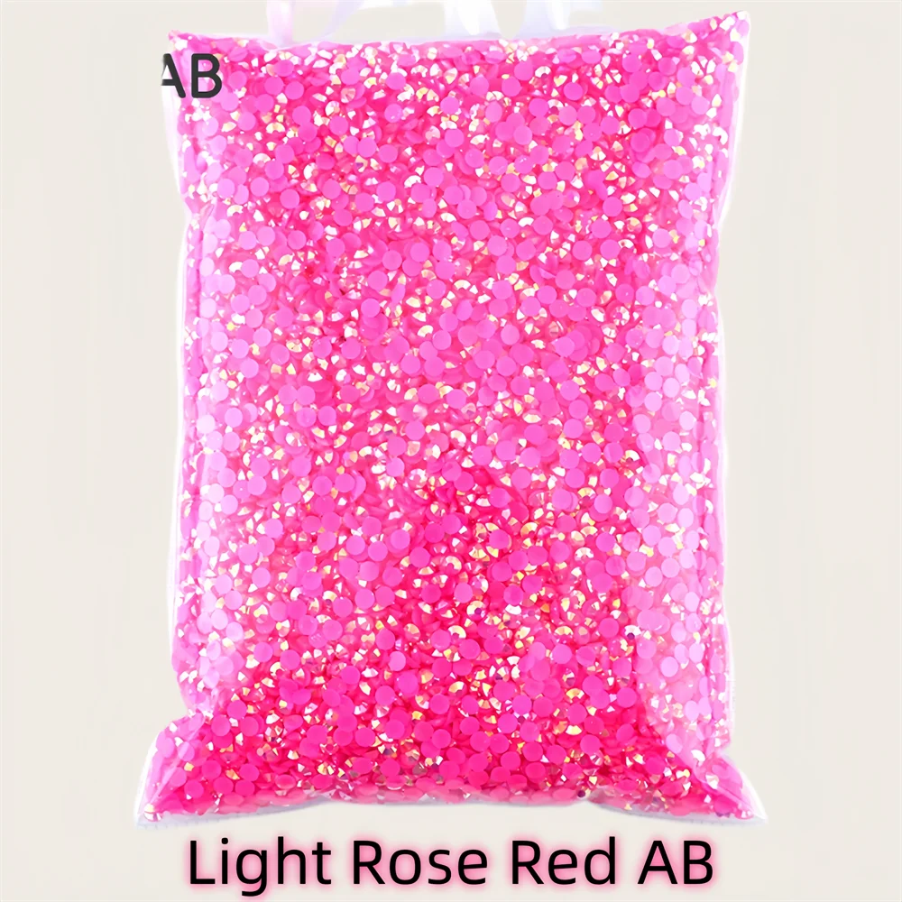 

5 Sizes 2mm-6mm Jelly rose red AB Round Non Hotfix Glitter Bling Silver Flatback Rhinestones Glue On Beads Nailart Nail Gems Diy