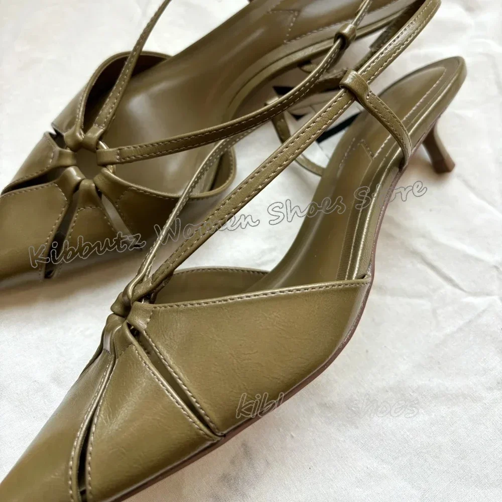 

Hollow Cross Strap Pumps Novelty Leather Solid Color Fashion Luxury Elegant Concise Sexy Party Women Shoes Pointy Thin Heels New
