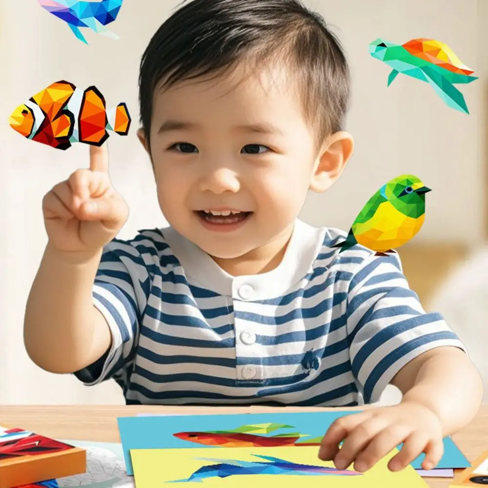 Kawaii ورقة ثلاثية الأبعاد كتب ملصقات هندسية اليدوية التعليمية لتقوم بها بنفسك مجموعة مواد لصق الكرتون سيارة الحيوانات ملصق كتاب الأطفال الصغار