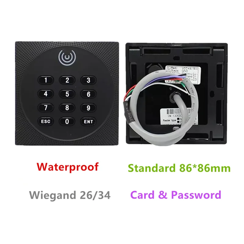 

SQPP-KR602M Wiegand 34/26 Bit RFID Reader 13.56Mhz Mi Reader For Access Control Supports Card NFC Password With Keyboard LED