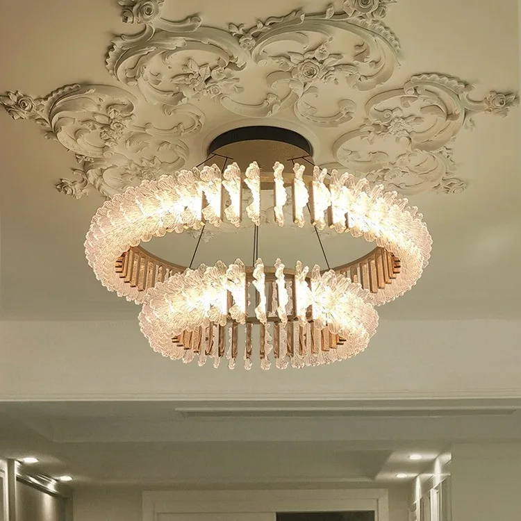 

Modern light luxury crystal chandelier living room dining room light bedroom flower villa chandelier