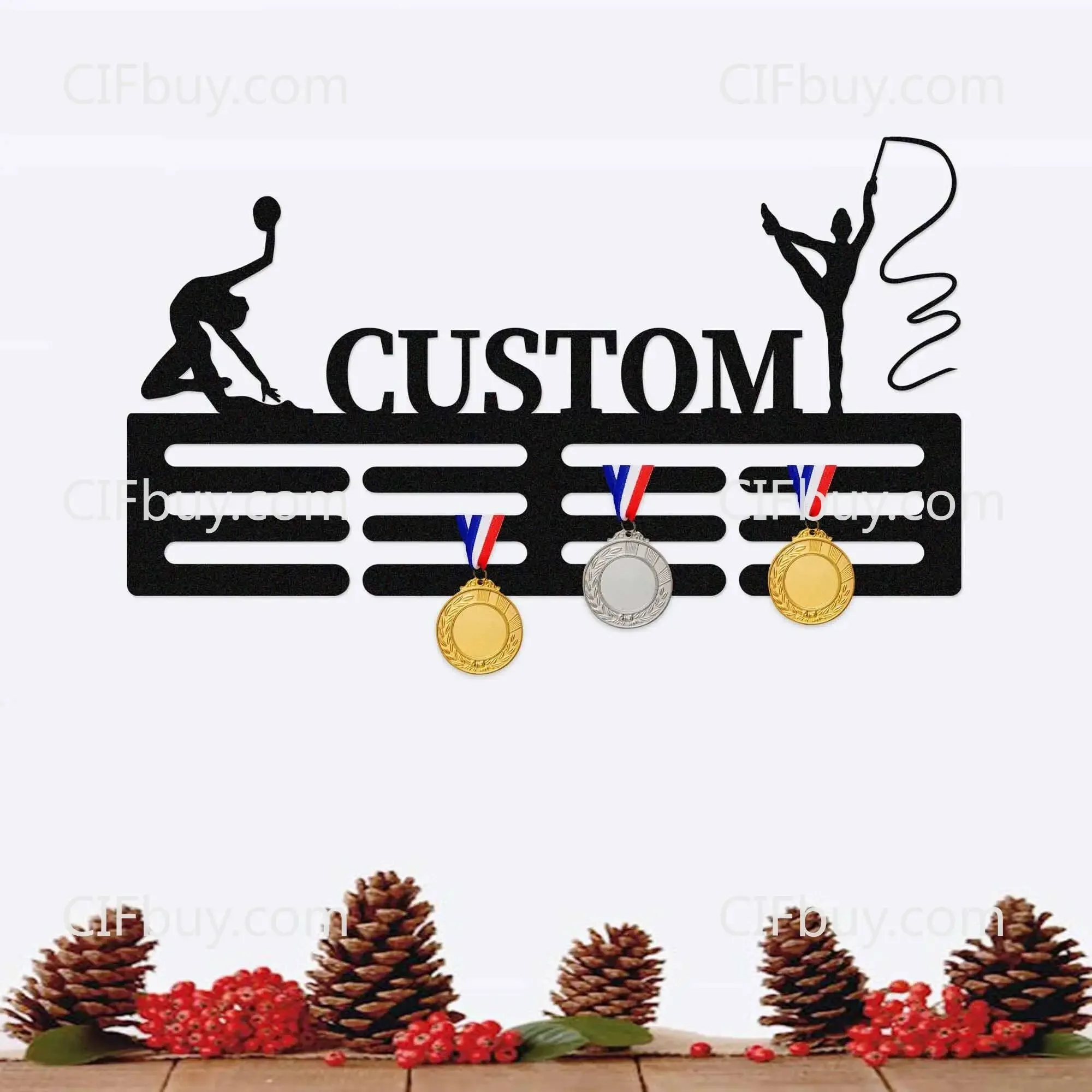 CIFbuy Custom Gymnastics Medal Hanger,12 Rungs, Personalized Sports Award Wall Display (Only For Decoration)