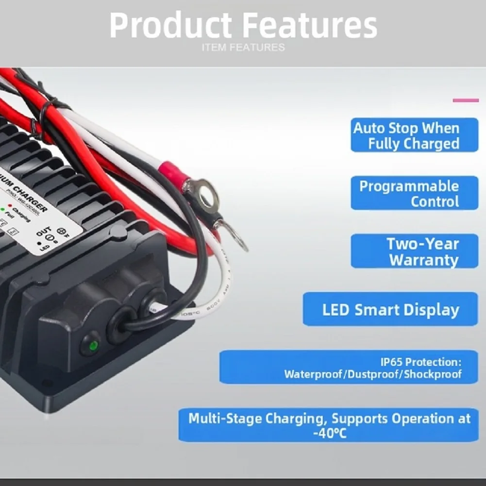DC-DC Battery Recharger 10V-36V Input to 14.6V 30A Output for Lithium Cells with IP65 Dust and Water Resistance