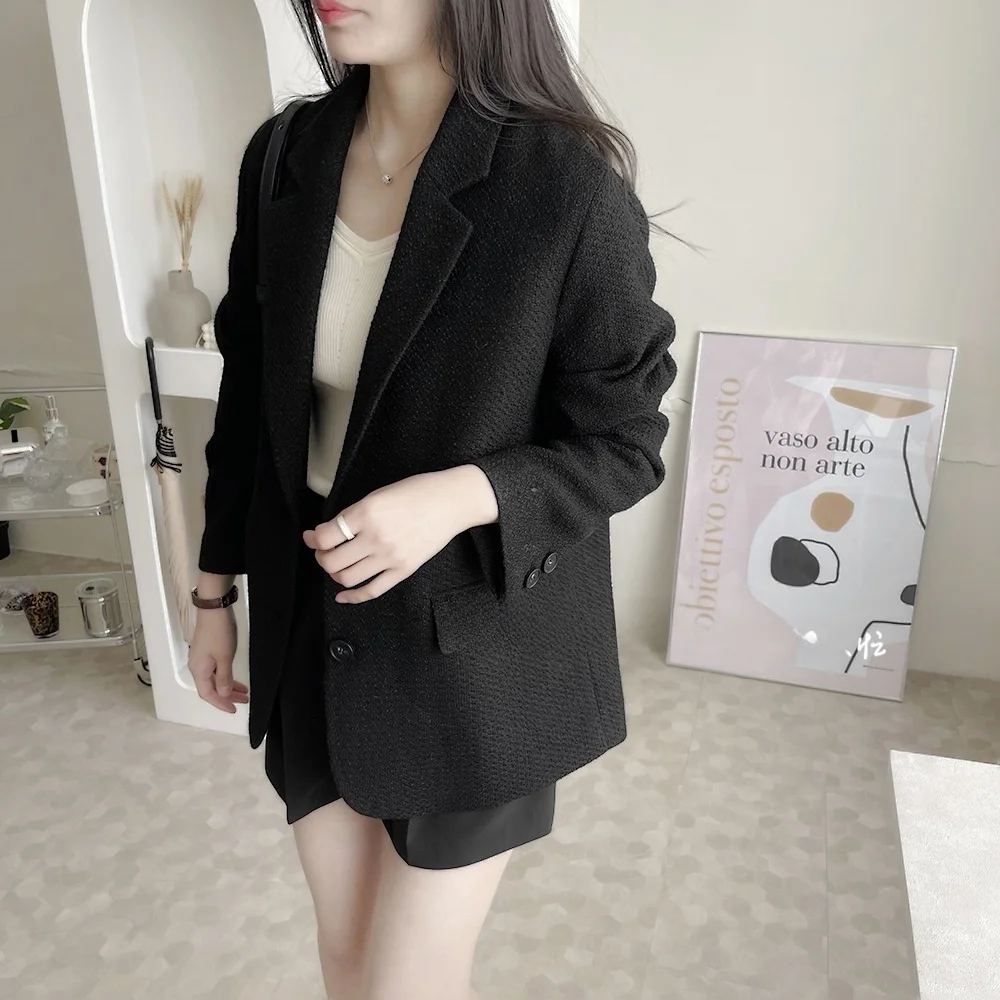 Terno de lã emagrecedor Jaet com fendas para deslocamento solto ajuste sob medida casaco casual feminino na coleção de inverno