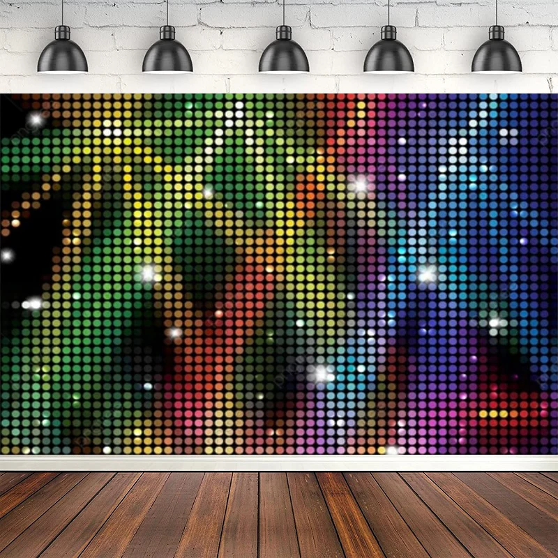 

Photography Backdrop 60s 70s Dance Ballroom DJ Light Neon Colorful Wall Disco Party Birthday Decor Poster Background Banner