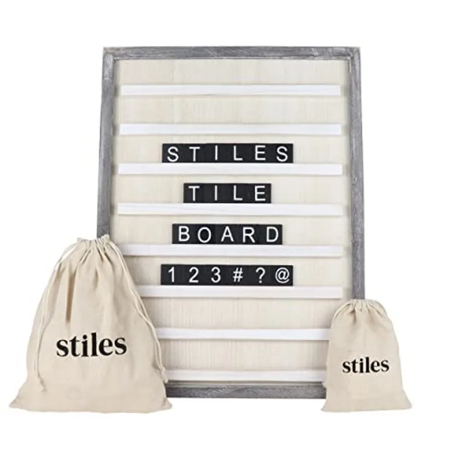 

23"x17" Tile Letter Board Sign Set Wooden Message Board with 122 Letter Tiles and Numbers Changeable Letterboard for Menu Miles