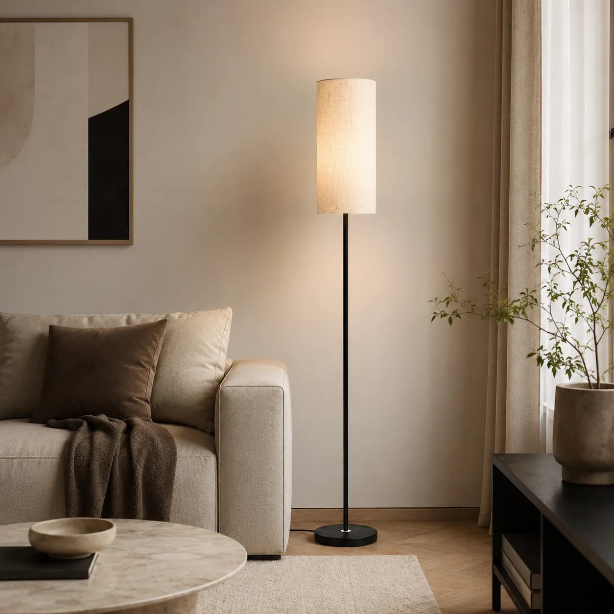 Zen Style Minimalist Floor Lamp, Light Luxury Ambient Standing Lamp for Living Room Bedroom Bedside Home Decor