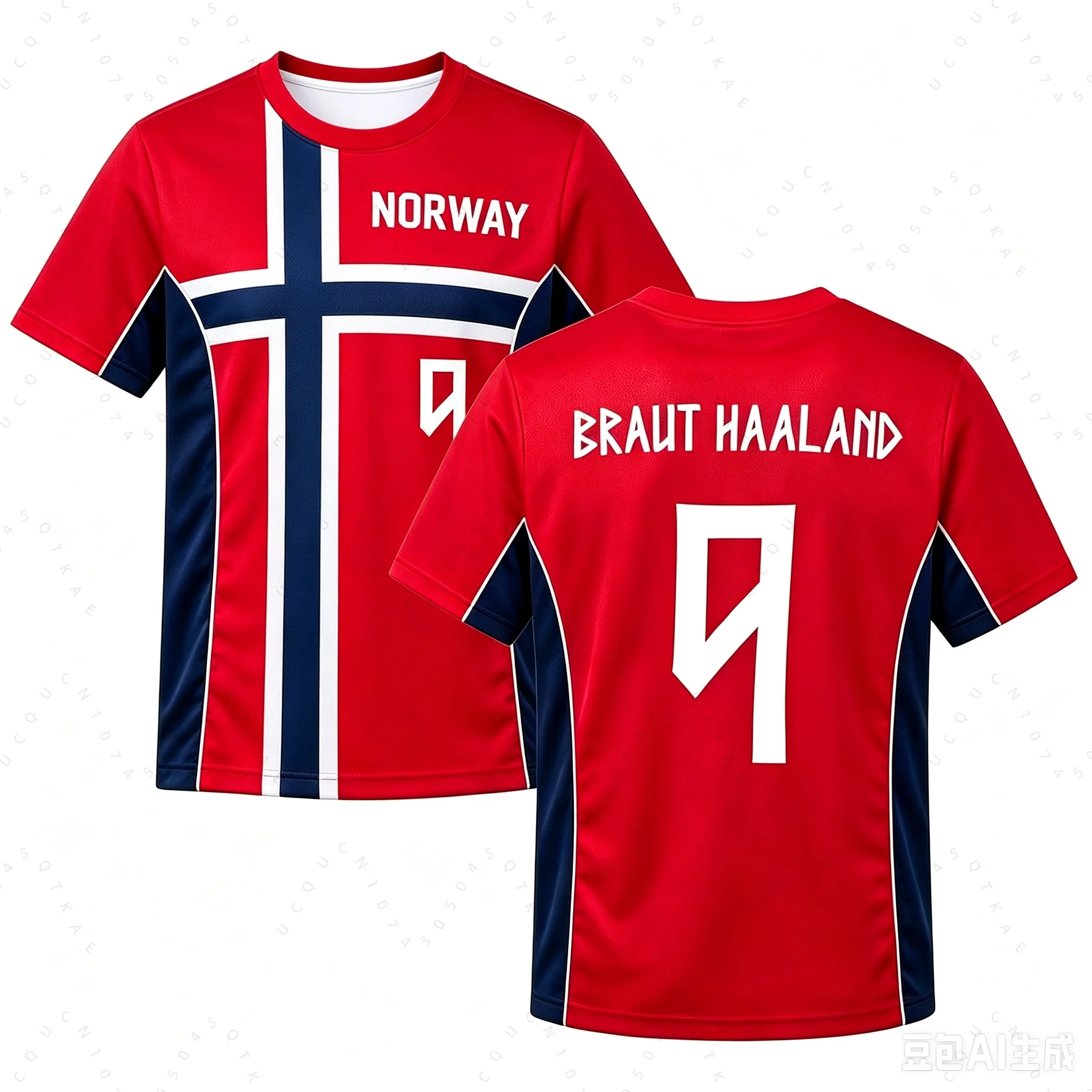2026 Haaland Norwegen & Nummer 9 T-Shirt Atmungsaktiv Schnelltrocknend Flaggen-Trikot Rundhals Lässiges Kurzarm-Shirt für Damen und Herren Strand-T-Shirts