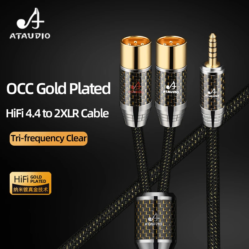 

Аудиокабель ATAUDIO HiFi от 4,4 до 2XLR для плеера усилителя, высококачественный OCC, позолоченный, сбалансированный кабель от 4,4 до 2XLR «папа/гнездо»