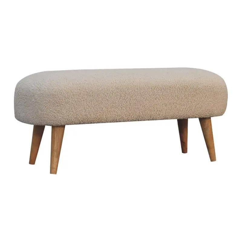 

Boucle Hallway Bench - Modern Fabric Storage Seat for Entryway, Living Room or Bedroom, Chic Design with Soft Cushion, Stylish