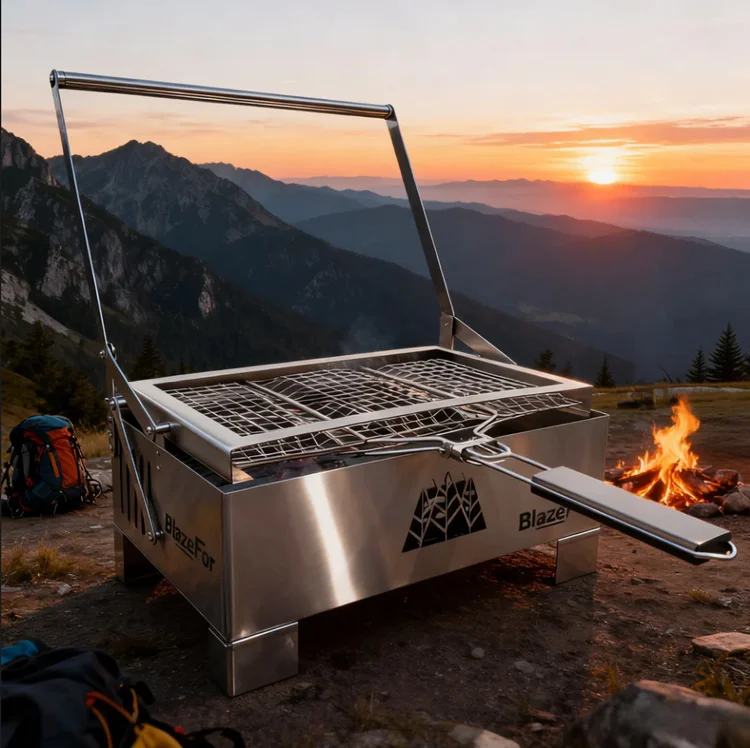 2026 New Portable Stainless Steel Charcoal BBQ Stove Outdoor Camping Picnic Barbecue Grill Camping Equipment