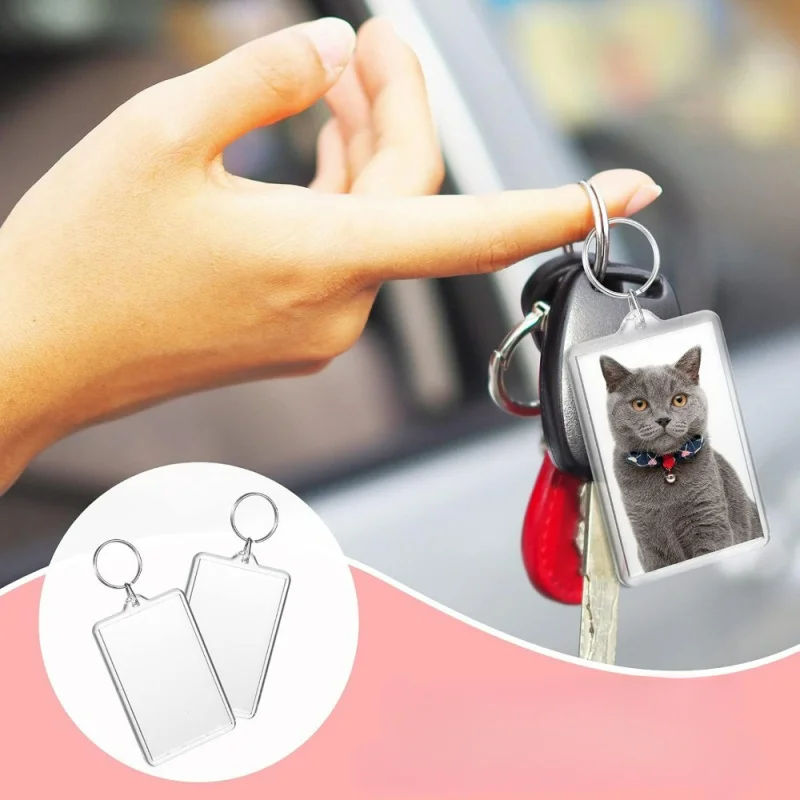 15/30pcs DIY Photo Keychain - Transparent Acrylic Blank Insertion Frame, Used For, Personalized Gift with Replaceable Pictures